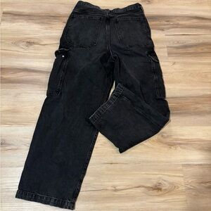 Black H&M baggy cargo jean